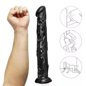 Черный супер мягкий анальный фаллоимитатор для взрослых, секс-игрушки для женщин, вагинальный массажер, искусственный пенис, женский мастурбатор, секс-инструменты для взрослых 35cm