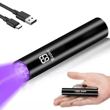 Черный свет УФ-свет УФ-фонарик Ультрафиолетовый светодиодный свет Длина волны 365 нм USB-перезаряжаемый светильник Anisaki Маленький светильник для отверждения смолы Детектор мочи домашних животных