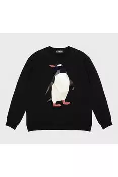 Черный свитшот унисекс Low Poly Penguin