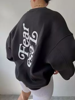 Черный свитшот унисекс оверсайз Fear Less