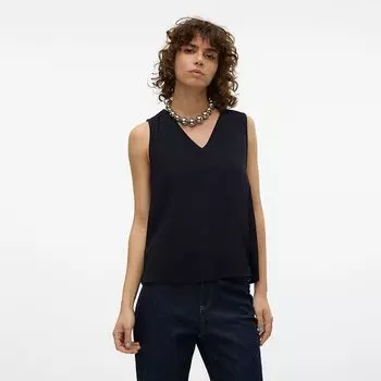 Черный топ без рукавов с v-образным вырезом Женский VERO MODA XS чёрный