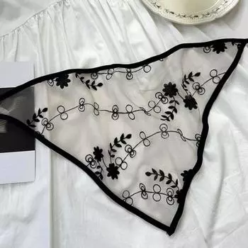 Черный треугольный ремешок для волос с регулируемым принтом шарф для волос модный кружевной шарф для волос на открытом воздухе style1