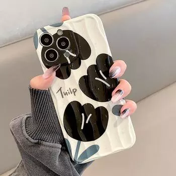 Черный тюльпан цветок Imd чехол для Iphone 14 Pro Max 13 11 12 14 Plus модный мягкий силиконовый защитный чехол прекрасный цветочный чехол For iPhone 12 Pro