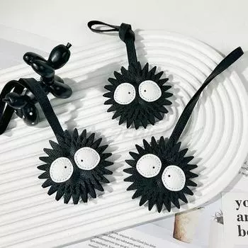 Черный угольный шарик кожаный брелок для женщин сумка подвеска милый простой индивидуальный женский прилив милый маленький угольный шарик сумка аксессуары чёрный