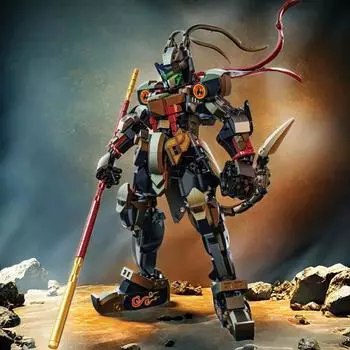 Черный Укун Строительные блоки Подвижные соединения Monkey King Mech Модель Кирпич Детские игрушки Подарок Настольное украшение Миф Игра Периферийное устройство