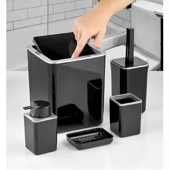 Черный универсальный набор для ванной комнаты из 5 предметов