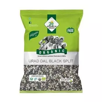 Черный Урад Дал колотый (500 г), Urad Dal Black Split, 24 Mantra Organic