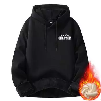 Черный утепленный свитер с капюшоном мужской осенне-зимний новый хлопковый парный модели утолщенный свободный верхний слой пальто M: Recommended 80-55kg