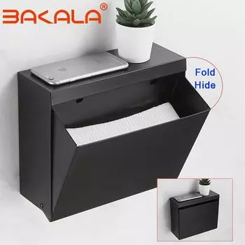 Черный утопленный держатель для туалетной бумаги/салфеток/кухонной бумаги, полностью металлическая конструкция, нержавеющая сталь 304, коробка для рулонов туалетной бумаги