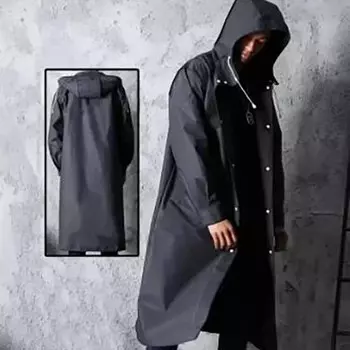 Черный водонепроницаемый длинный плащ для взрослых, легкий женский плащ, мужской плащ с капюшоном, для езды на мотоцикле, пешего туризма, рыбалки 4XL чёрный
