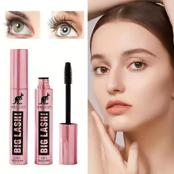 Черный водостойкий толстый эластичный кудрявый кенгуру, прочный, большие глаза 4D 10ml