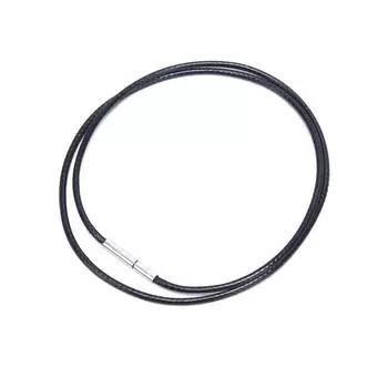 Черный восковой кожаный шнур из нержавеющей стали с вращающейся застежкой, ожерелье, колье, веревка, ювелирные изделия 50cm 2mm