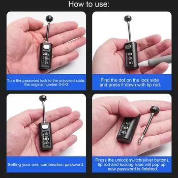 Черный замок для дорожного багажа, ящик для спортивного комода, стальной навесной замок с 3-значным паролем, противоугонные замки