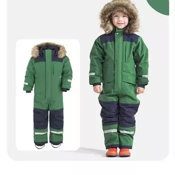 Черный Желтый Синий Фиолетовый Детские зимние комбинезоны Лыжные комбинезоны для мальчиков и девочек Зимние теплые комбинезоны для активного отдыха Ветрозащитный детский Катание на лыжах Сноуборде 160cm чёрный