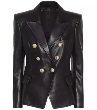 Черный женский пиджак из натуральной овечьей кожи, мягкий кожаный пиджак ручной работы, стильный формальный дизайн S чёрный