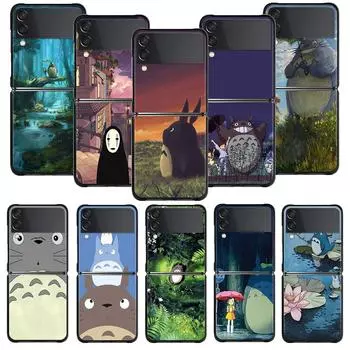 Черный жесткий чехол для телефона Fundas для Samsung Flip Zflip3 Z Flip3 5g Zflip Totoro Samsung Z Flip3 5G