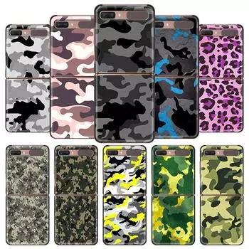 Черный жесткий чехол для телефона Samsung Galaxy Z Flip Cover для ZFlip 5G Luxury Back Capa Thin Fundas Bag Camouflage Pattern Camo Galaxy Z Flip 5G