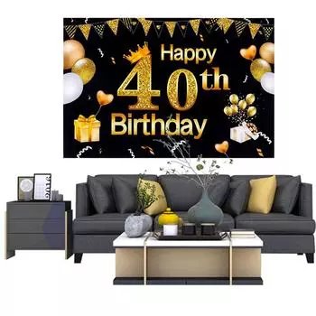 Черный Золотой День Рождения Фон 40 50-летний День Рождения Украшения Взрослые Годовщина 40-й 50-й День Рождения Фон