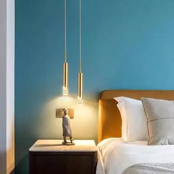 Черный золотой длинный светодиодный подвесной светильник для кухни, столовой, магазина, бара, акриловый подвесной светильник для спальни, прикроватный подвесной светильник Warm White 3000K