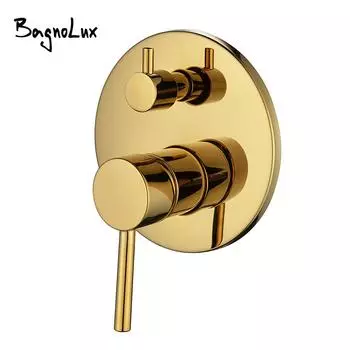 Черный Золотой Хром Круглый Твердый Латунный Скрытый 2-ходовой Дивертор Душевой Клапан Смеситель Водопроводный Кран Аксессуары Для Ванной Комнаты Водопроводные Смесители