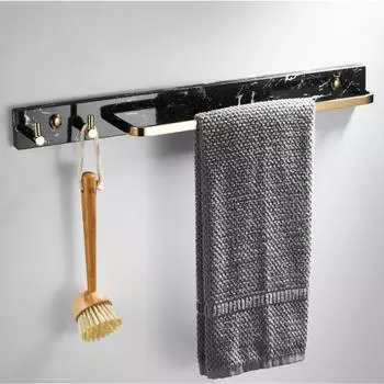 Черный Золотой Мраморный Вешалка Для Полотенец Для Ванной Настенный Держатель Для Полотенец Для Ванной Медный Одинарный Держатель Для Полотенец Полка Для Ванной