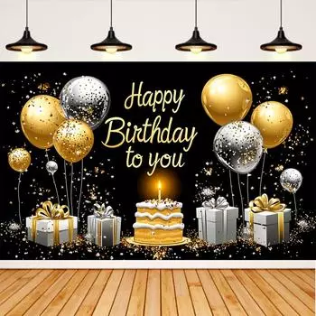 Черный Золотой Розовый Блеск Украшения на День Рождения Фон Декор Для Вечеринки Фон Баннер Товары Для Вечеринки На День Рождения Реквизит Для Фотостудии