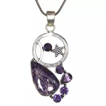 Cheroite Amethyst Gemstone Mother s Day Silver Jewelry Pendant 2.75