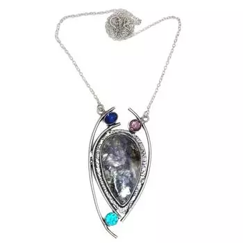 Cheroite Amethyst Gemstone Mother s Day Silver Jewelry Necklace 20 in