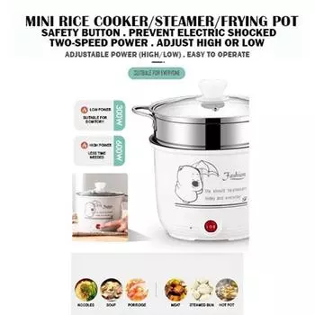 cherry 1.8l non stick electric pot /mini rice cooker with steamer frying pan electric cooker cooking pot periuk nasi 1-2L розовый