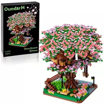 Cherry Blossom Treehouse Bonsai Tree Building Blocks Set Sakura Botanical Collection Building Set for Adults Teens Home Decor