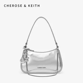 Cherry & Keith Bag Women s High Sense Silver 2025 New Shoulder Underarm Bag All-Matching Selenodont Bag Silver [counter genuine goods] gift bag