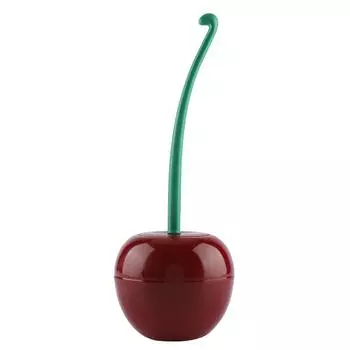 Cherry - Shape Cleaning Toliet Brush Holder Standing Set Lavatory Bathroom Tool Deep Red