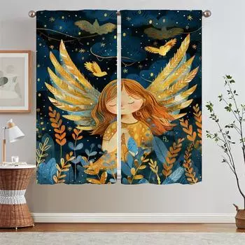 Cherub Home Interior Curtains for Camera Curls Ready Curtains Cheap Things With Free Shipping for Home Tulle in Kitchen Blinds W50xH70cmx2pcs-CL
