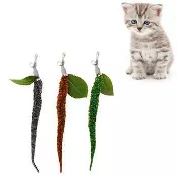 Черви Упражнение Тренировочная игрушка Котенок Ловля Кошки Дразнящая палочка Товары для животных Кошка Дразнящая палочка Жевательная палочка Green