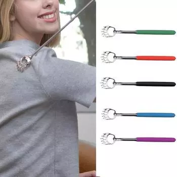 Чесалка для спины с когтями, четырехсекционная телескопическая нержавеющая сталь, массажная палка для чесания тела для пожилых людей синий