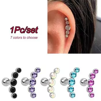 Чешские серьги из нержавеющей стали, серьги для пирсинга, украшения для ушей, пирсинг ногтей фиолетовый