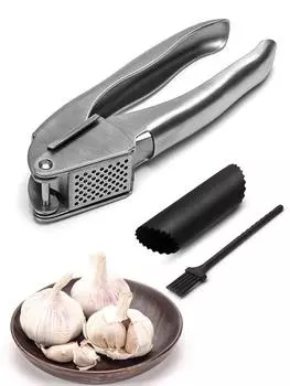 Чеснокодавка, чеснокодавилка из нержавеющей стали 304, устойчивая к ржавчине, мощная чеснокодавилка с квадратным отверстием, кухонные принадлежности светло-желтого