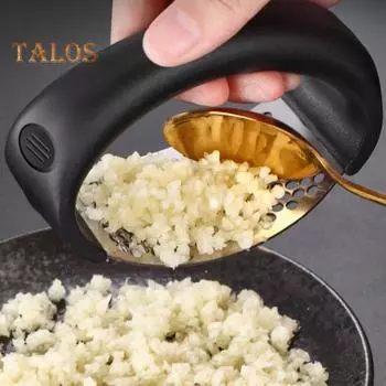 Чеснокодавка из нержавеющей стали, мясорубка, простая очистка, эргономичный рокер для легкого измельчения, кухонный гаджет для домашнего ресторана чёрный