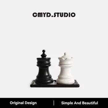 Керамический держатель для зубочисток в виде шахматной фигуры, элегантный многофункциональный диспенсер для зубочисток и ватных палочек для декора дома или ресторана белый