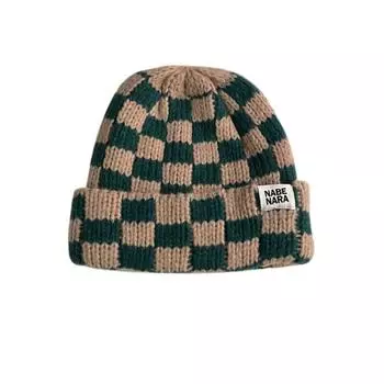 Chessboard Plaid Beanie Hat Keep Warm Knitted Cap Fashion Pullover Hat Outdoor