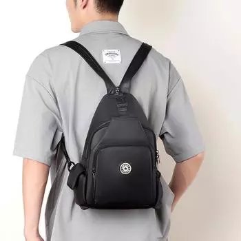 Нагрудная сумка мужская сумка через плечо на одно плечо сумка трехцелевого назначения большой вместимости легкий мужской рюкзак чёрный