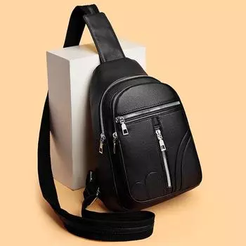 Нагрудная сумка женская сумка через плечо однотонная сумка через плечо большая вместимость многофункциональная сумка для мобильного телефона чёрный