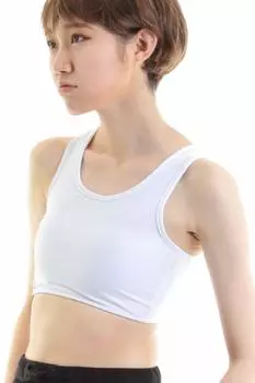 Chest Crushing Tank Top Pan Shirt Clothing Cosplay Bust Correction Gradual Adjustment Hook Type Sports Bra White XL [AFROMARKET] Men s