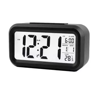 Четкий цифровой дисплей Цифровой будильник Умный ночник Black