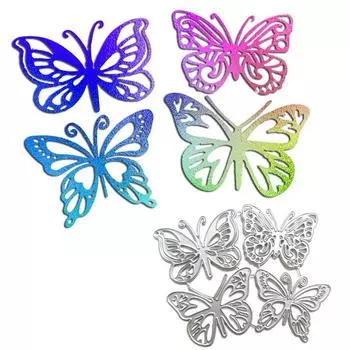 Четыре бабочки Дизайн Скрапбукинг Ремесло Die 3D DIY Изготовление фестивальных карточек серебряный