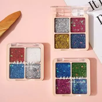 Четыре цвета, блестящие тени для век, ультра блестящие, стойкие к поту, сценический макияж, блестящие, сверкающие, пудровые тени для век 04#