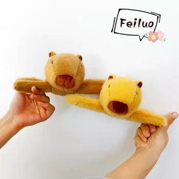 Четыре цвета Capybara Animal Slap Wrap Wristband Bracelet Plush Stuff Animal Kawaii Capybara Hand Ring Toys Wristband 2