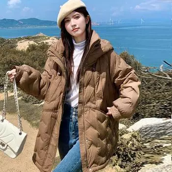 Четыре кармана 2024 осень и зима новый белый утиный пуховик женский универсальный модный иностранный стиль средний и длинный пуховик M size 90-60kg белый