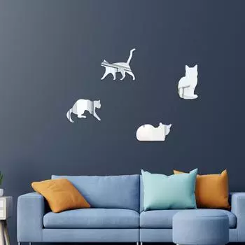 Четыре кота акриловые наклейки на зеркало стены детская комната спальня гостиная фон самоклеящиеся наклейки для декора