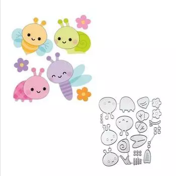 Четыре маленькие летающие пчелы, скрапбукинг, металлические штампы, трафареты для DIY, декор для альбома, бумажной карты серебряный